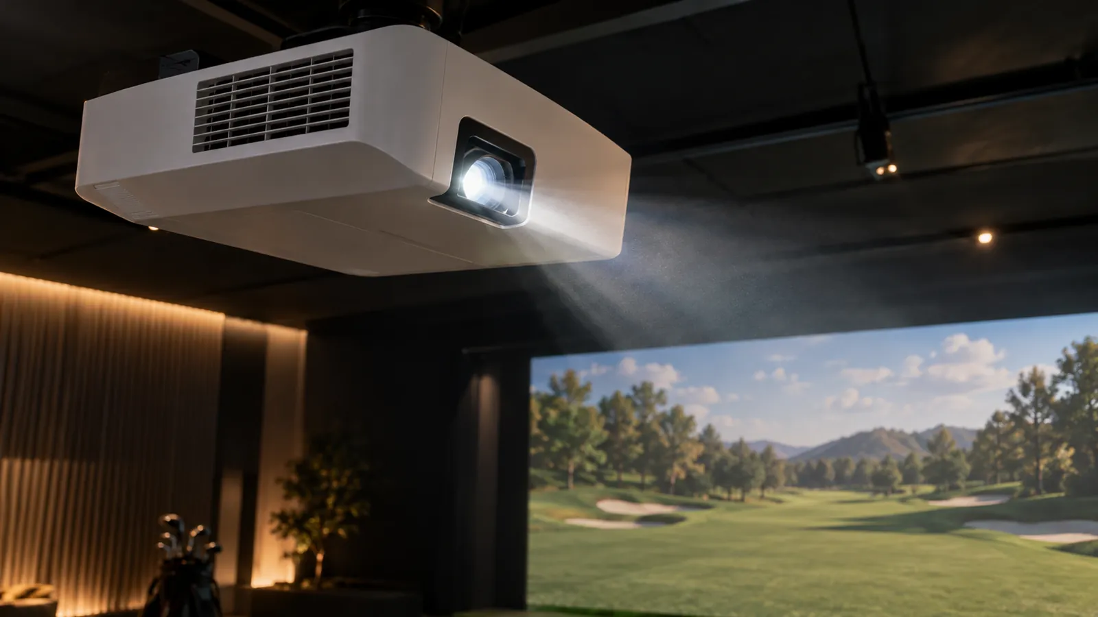 Short-throw projector on a ceiling